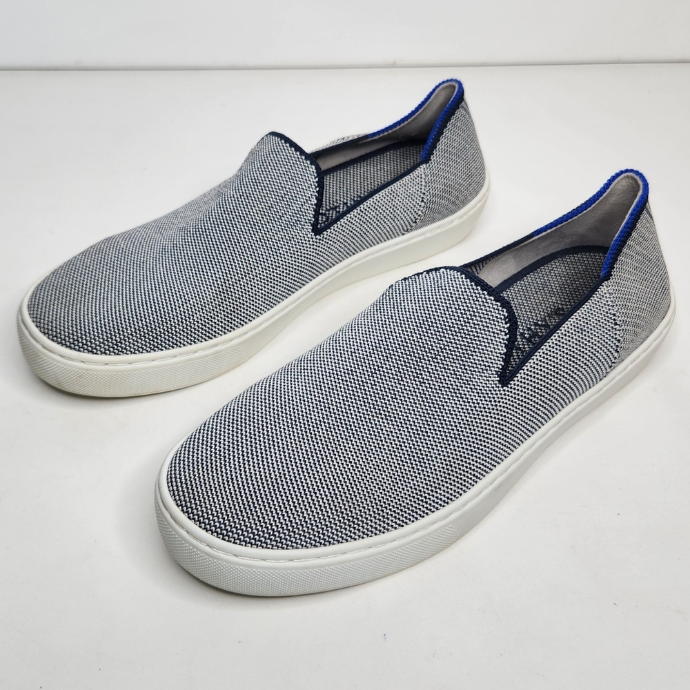 Rothy's Womens Size 8 The Sneaker Navy White Slip On Washable Shoe